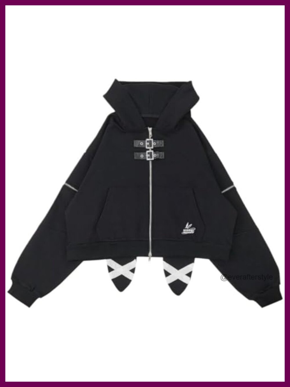 Women's Loose Fit Rabbit Ear Hooded Zip Hoodie Casual Vintage Jacket